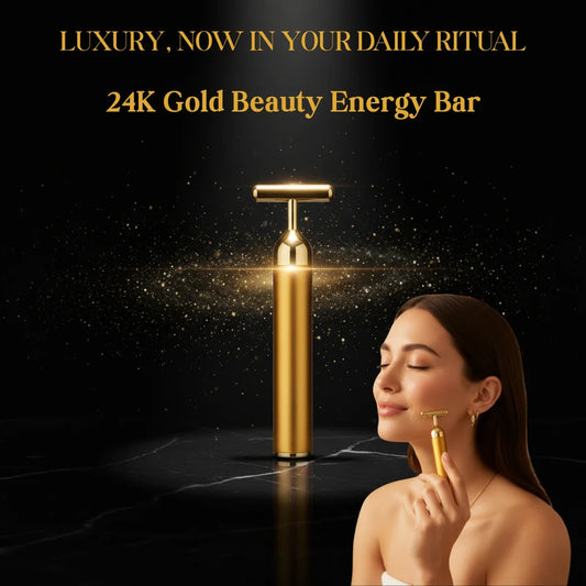 24K Gold Energy Beauty Bar Electric Facial Massage Roller